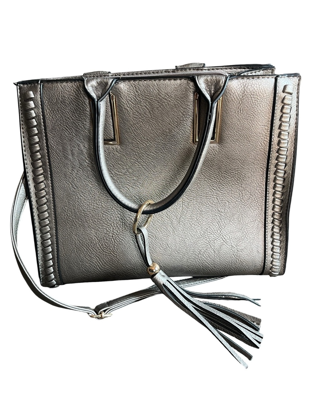 Dasein Handbag Vegan Leather Tassel Shoulder Bag Work Tote with Long Strap - Picture 3 of 11